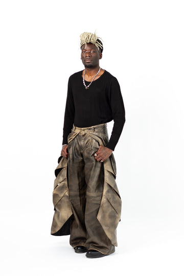 RAVEN Sculpted Layered Leather Trousers – (Made To Order)