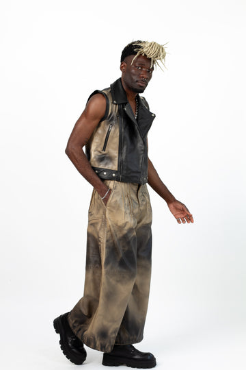 Alem Gradient-Dye Wide-Leg Lambskin Leather Pants