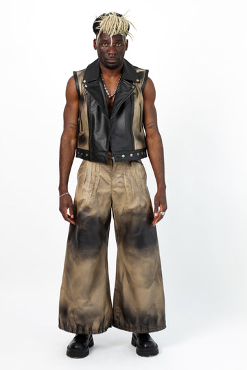 Alem Gradient-Dye Lambskin Leather Vest - Smoky Taupe
