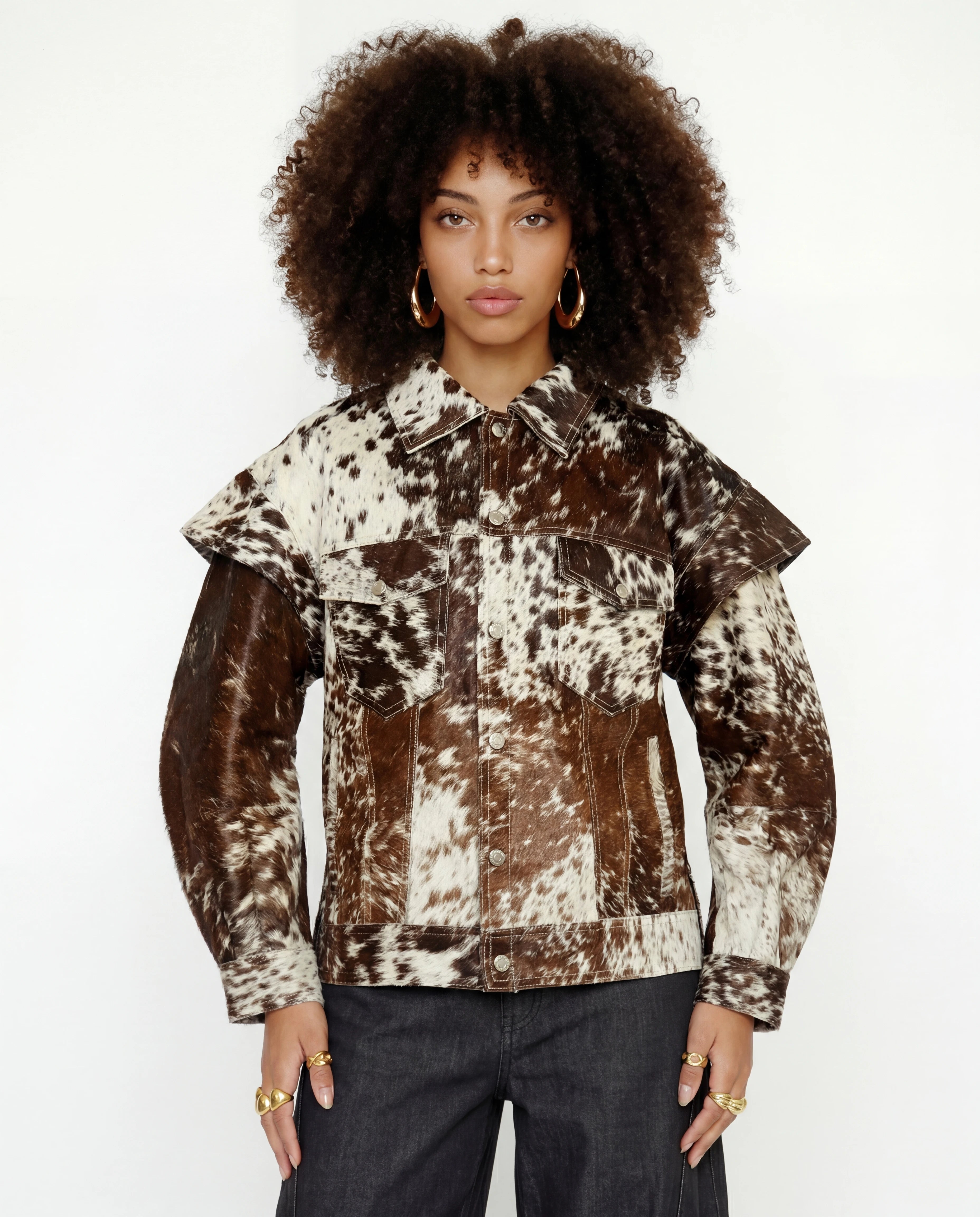 Veste en peau lainée amovible avec doublure en satin (pièce unique)
