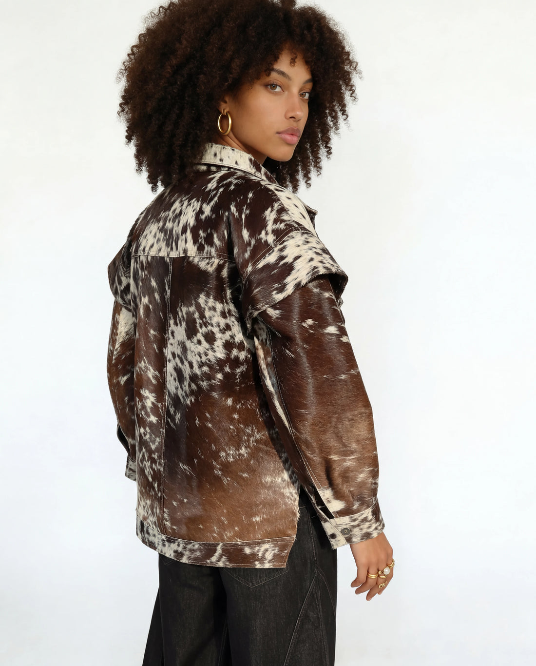 Veste en peau lainée amovible avec doublure en satin (pièce unique)