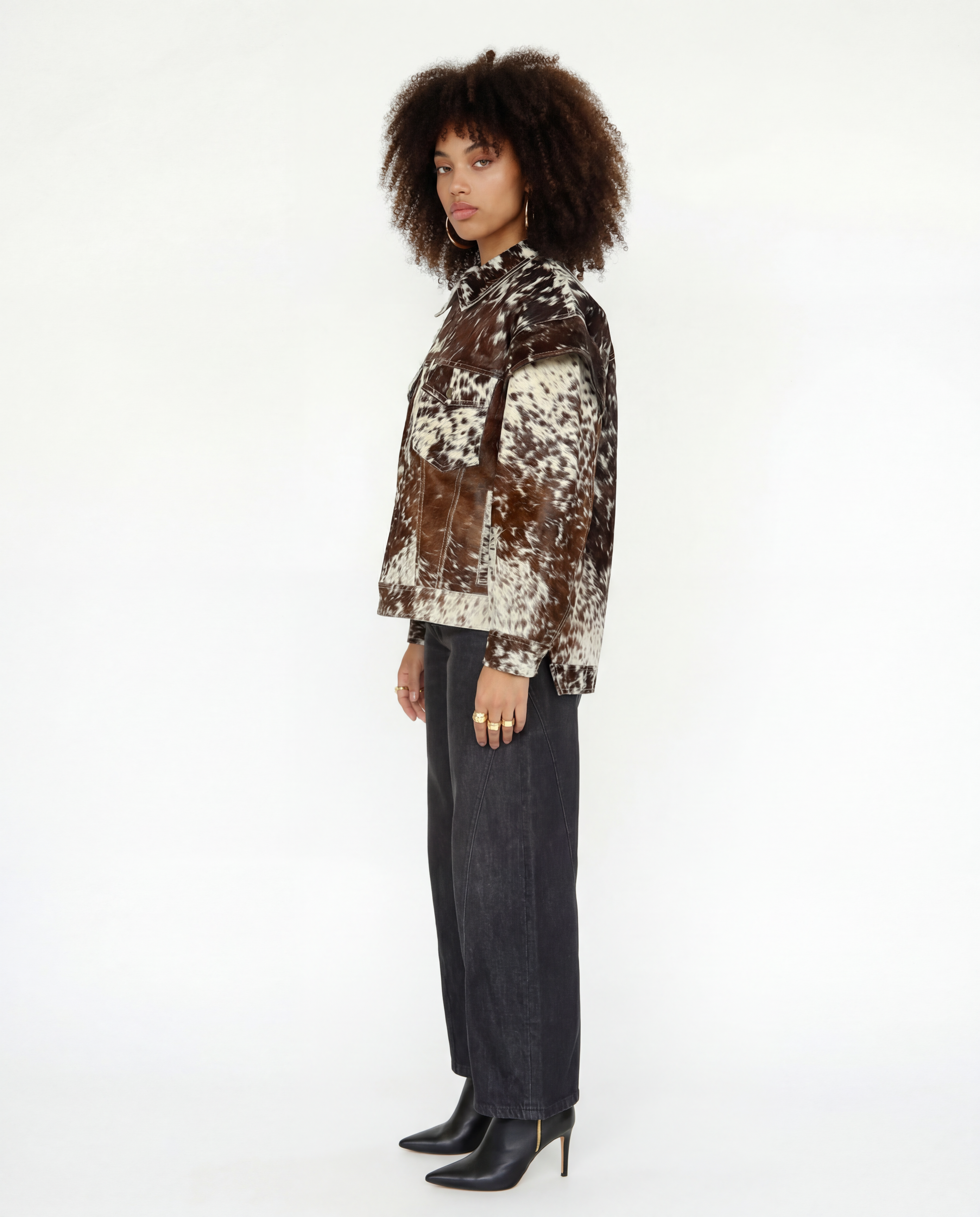 Veste en peau lainée amovible avec doublure en satin (pièce unique)
