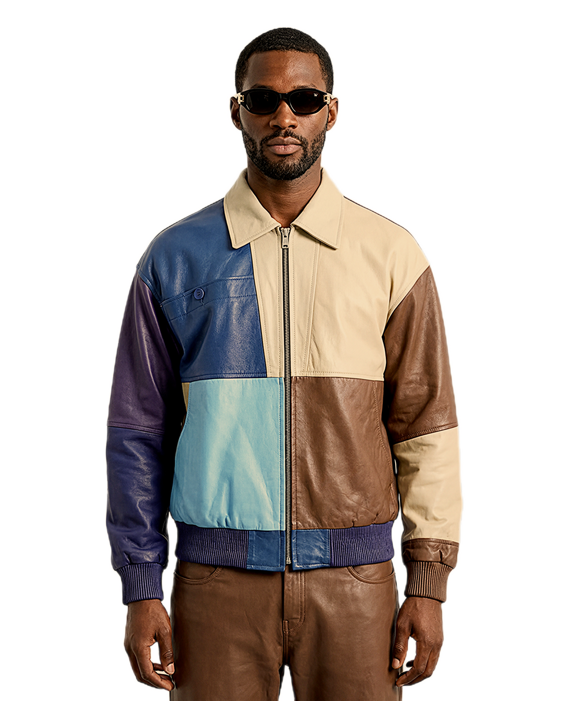 Color-Block Lambskin Jacket