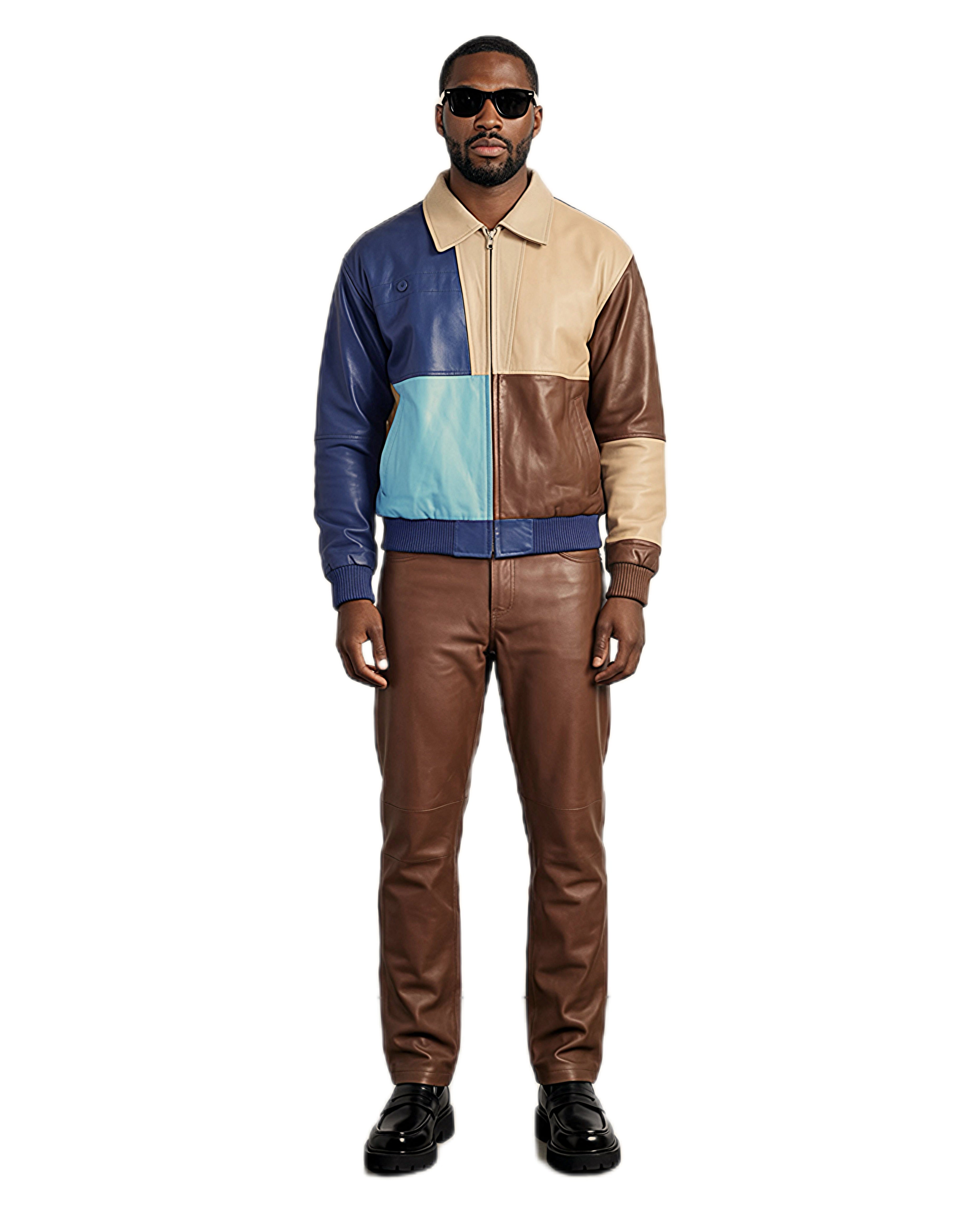 Color-Block Lambskin Jacket
