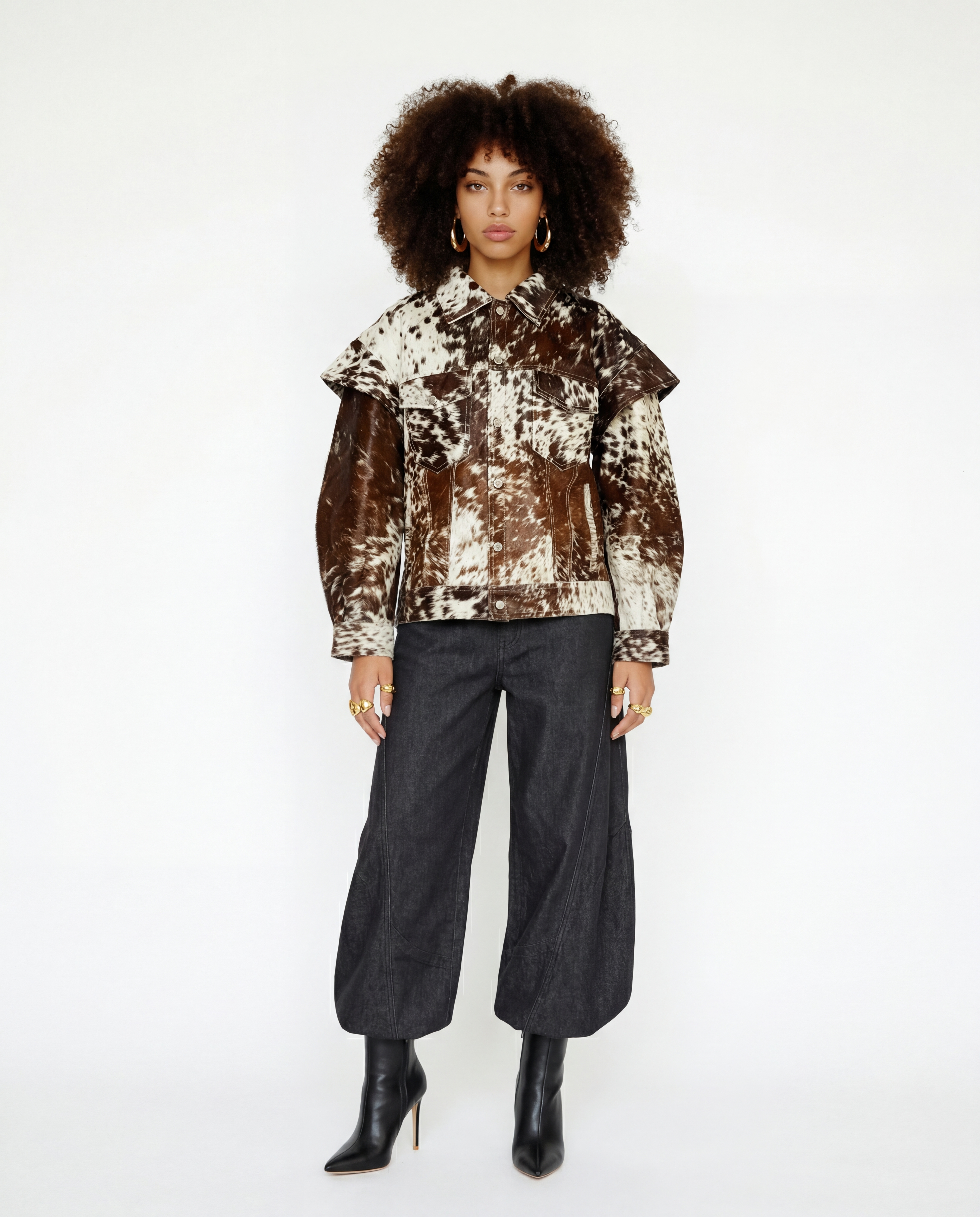 Veste en peau lainée amovible avec doublure en satin (pièce unique)